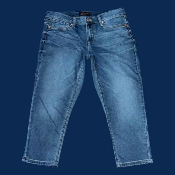 SEVEN7 Medium Wash Mid Rise Girlfriend Denim Capri Jeans Size 8 #60 - Picture 1 of 6